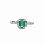 1.2ct Emerald Ring w Earth Mined Diamonds in Solid 14K Gold | Emerald Cut 7x5mm | Customizable
