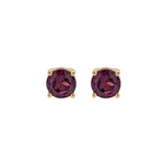 4mm Round Madagascar Rhodolite Garnet Solitaire Stud Earrings in 14K Yellow Gold