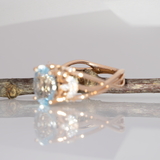 Avani 2Ct Aquamarine Ring with Lab Created Diamond Accents in Solid 14K Gold | Oval 10x7mm Blue Gemstone Ring