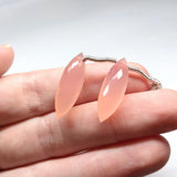 Dyed Pink Chalcedony | Drilled Matching Pair | Marquise Shape- Side Drilled | Beautiful Faceted Gem | 25x8mm