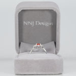 14K white gold padparadscha sapphire ring with diamond accents
