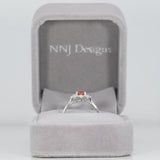 14K white gold padparadscha sapphire ring with diamond accents