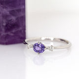 Amaira 14K White Gold Purple Sapphire and Diamond Ring | OV 5x4mm
