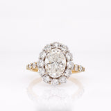 Sora Solid 14k White and Yellow Dual Gold Lab Diamond Ring With Natural Diamonds Halo | 10x7mm