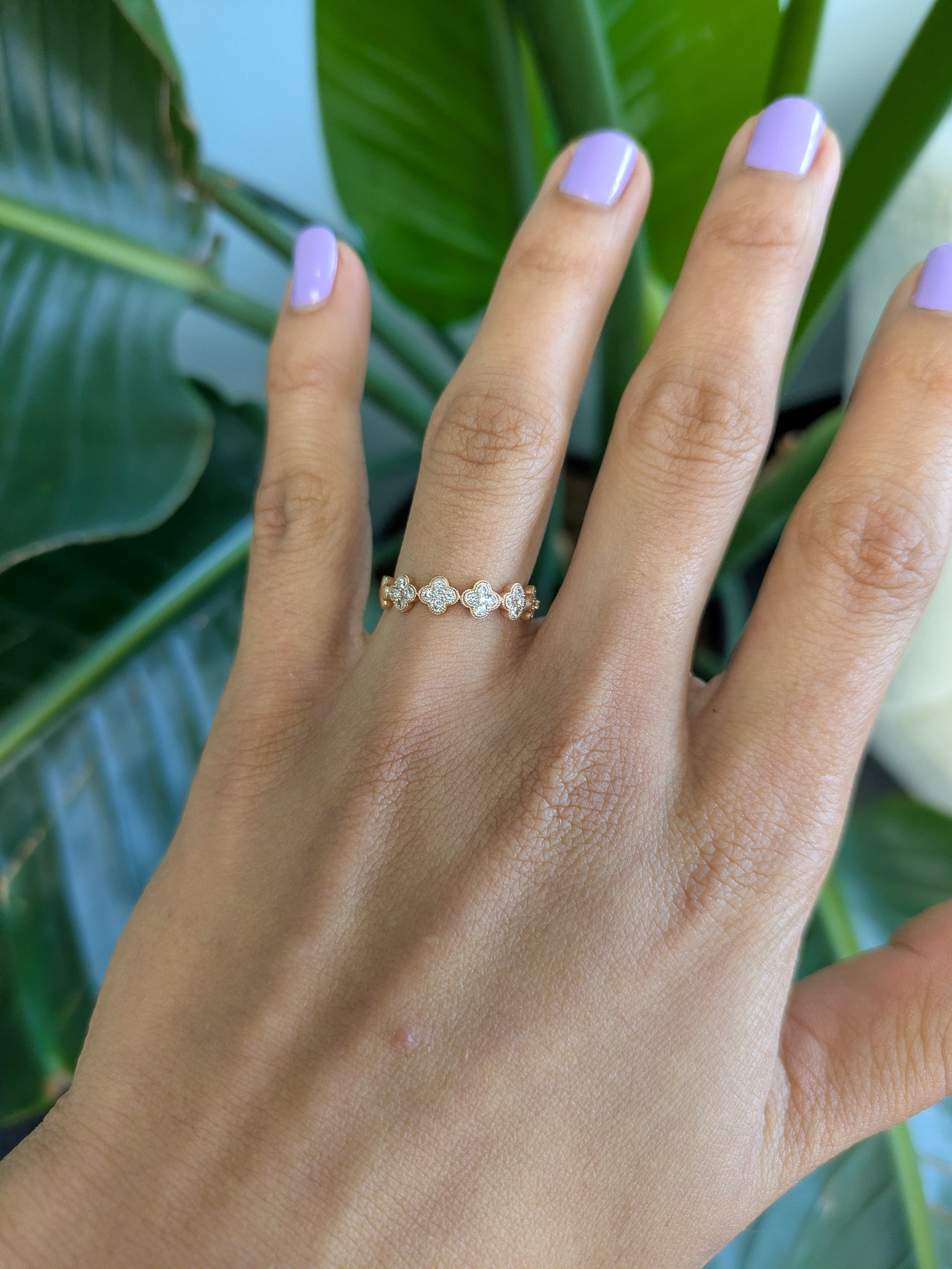 14K rose gold diamond band
