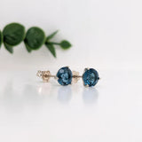 London Topaz Round Martini Solitaire Stud Earrings