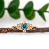Ishani 14K Yellow Gold Blue Diamond and White Diamond Ring | Round 4.6mm
