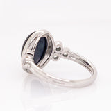 Tova Solid 14k White Gold Star Sapphire Ring with Natural Diamonds Accents, Oval 11x9mm