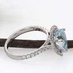 Alaina 14K White Gold 2.18cts Aquamarine Diamond Ring | Pear Shape 10.5x6.5mm