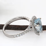 Alaina 14K White Gold 2.18cts Aquamarine Diamond Ring | Pear Shape 10.5x6.5mm