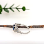 Hanshika 14K White Gold 2.18cts Ceylon Sapphire Diamond Ring | Cushion 8x6mm