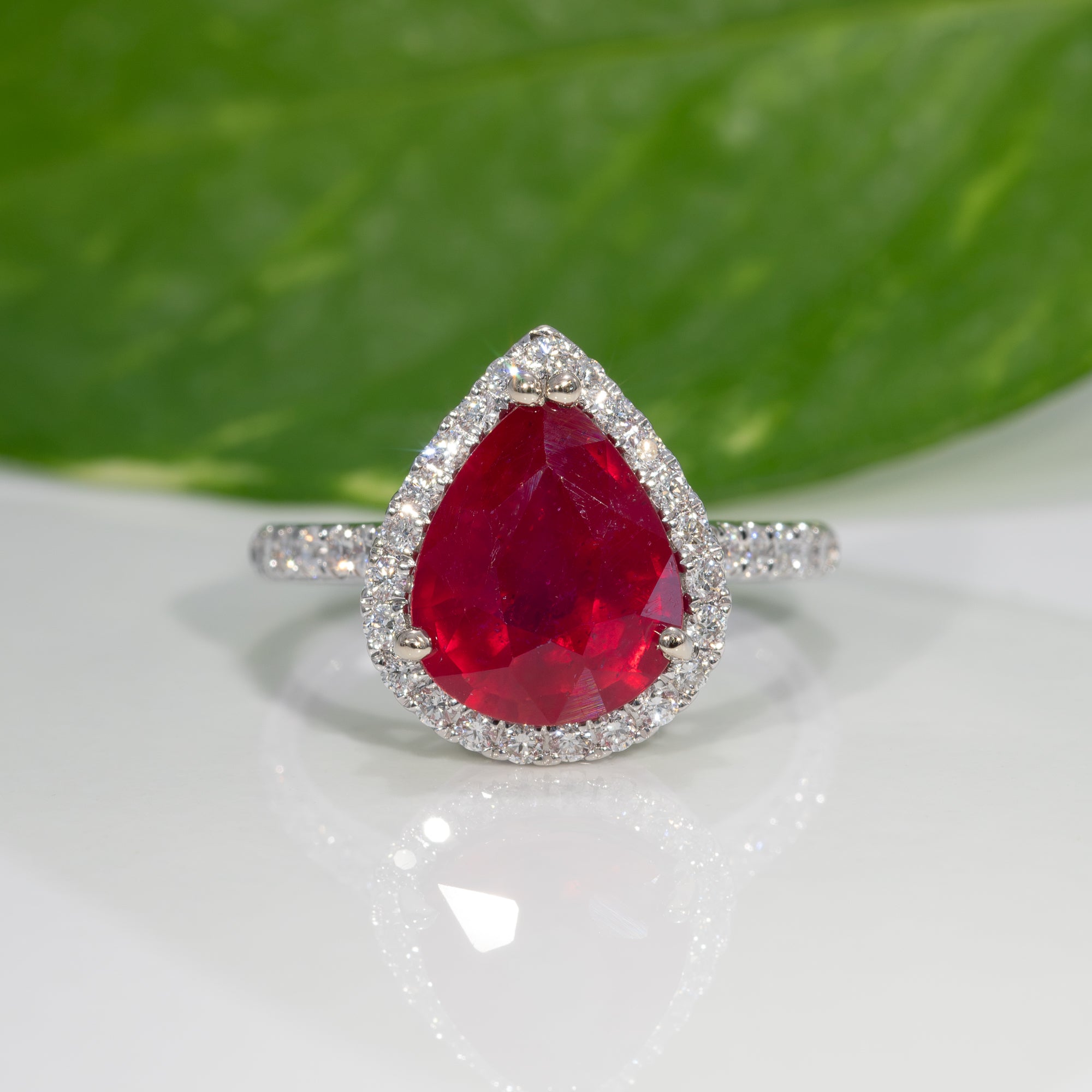 14K white gold madagascar ruby ring