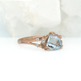 Zivah  Solid 14k Gold Aquamarine Ring with Natural Diamond Accents, Trillion 8mm