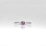 14K white gold minimal purple spinel ring with diamond accents