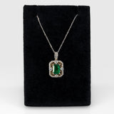 Niva Solid 14K Gold Emerald Pendant with Natural Diamonds Accents, 7x5mm