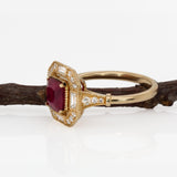 Mimi Solid 14k Gold Madagascar Ruby Ring with Natural Diamonds Accents, 6mm