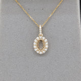 Gorgeous Oval Pendant Semi Mount w Diamond Accents