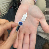 Irmak Solid 14k Gold GIA Certified Blue Sapphire Ring with Natural Diamonds Accents, Oval 8x6mm