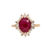 Alina 14K Yellow Gold Burma Ruby and Diamonds Ring | Oval 10x8mm