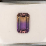 Natural Earth Mined Ametrine Loose Gemstone – 11.01Ct Emerald Cut Bi-Color Purple & Golden Quartz, 17x11mm Collector Gem