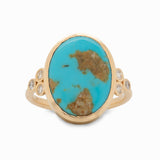 Taylor Solid 14k Gold  Sonoran Turquoise Ring with Natural Diamonds, 16x12mm