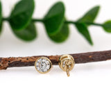 5mm 6mm Round - 14K Solid Gold Lab Diamond Bezel Solitaire Stud Earrings