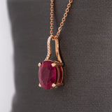 Ondine 14K Rose Gold Madagascar Ruby and Diamond Pendant | OV 9x7mm