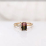 Asymmetrical Diamond Accented Ring Setting | Emerald Cut 6x4mm 7x5mm 8x6mm