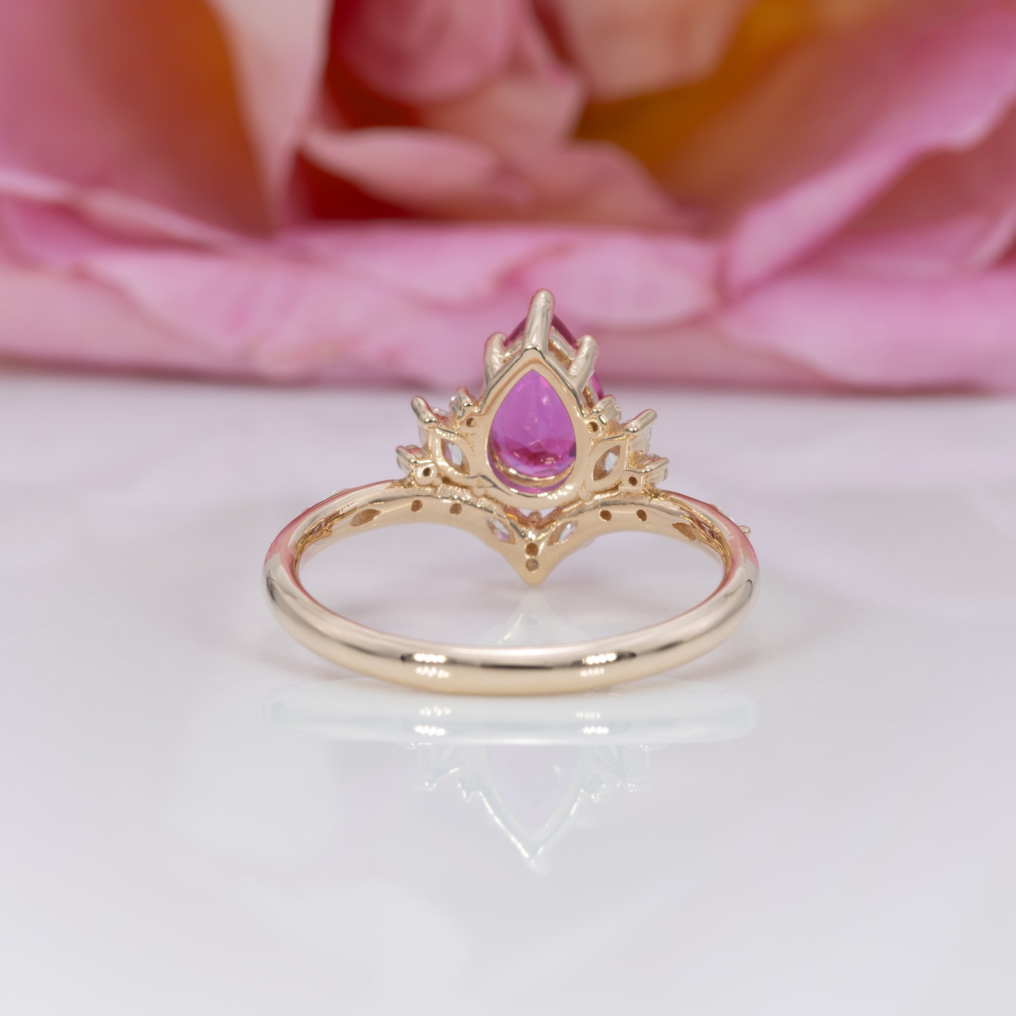 14K yellow gold pink sapphire ring