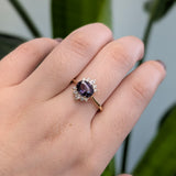 Mehar 14K Yellow Gold Purple Spinel Diamonds Ring | Oval Shape 8x6mm