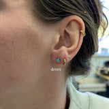 Hazel Swiss Topaz Solitaire Stud Earrings: 14k Solid Gold, Trillion 4mm