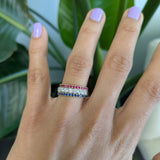 Nimasha | Blue Sapphire Band Ring with 19 Blue Sapphires in Solid 14K Yellow Gold – Colorful Gemstone Band