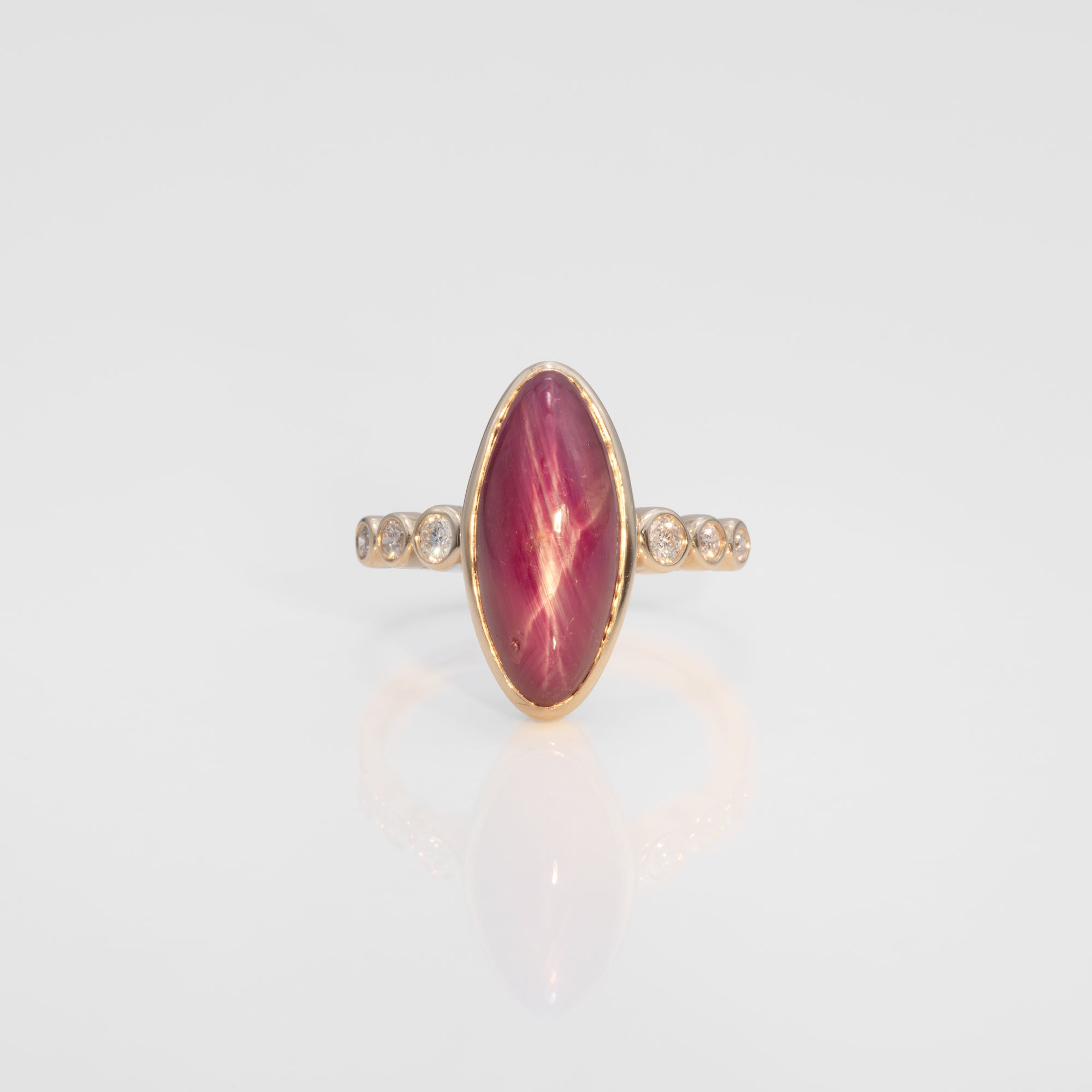 14K yellow gold star ruby ring