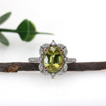 Elise 14K Dual White Rose Gold 3.29cts Sphene Diamond Ring | Oval 11X9mm