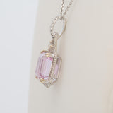 4.5ct Kunzite Pendant with Earth-Mined Diamond Accents in Solid 14K Gold | 10x8mm Elegant Fine Jewelry Gemstone Necklace for Women