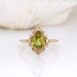 Lauren 14K Yellow Gold Sphene and Natural Diamond Ring | PE 9x7mm