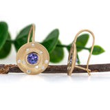 Mahi 14K Yellow Gold Tanzanite Diamond Earrings | Round 5mm