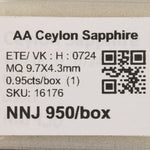 0.95 carat natural blue sapphire marquise 9.7x4.3mm loose gemstone – view 2