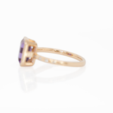 Meri 14K Yellow Gold Amethyst Ring with Natural Diamonds Accents | Emerald Cut 9x7mm
