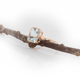 Lorelai Solid 14k Gold Aquamarine Ring with Natural Diamonds Accents, 9x7mm