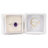 Simone 2.6Ct Amethyst Solitaire Ring with Bezel Setting: Solid 14K Gold, Oval 10x8mm