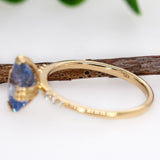 Vini 14k Solid Yellow Gold Cornflower Blue Sapphire and Diamond Ring | 9x7mm , EM