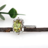 Elise 14K Dual White Rose Gold 3.29cts Sphene Diamond Ring | Oval 11X9mm
