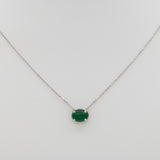 1.2Ct Zambian Emerald Pendant Necklace in Solid 14K Gold with Attached Chain – Oval 8x6mm Emerald