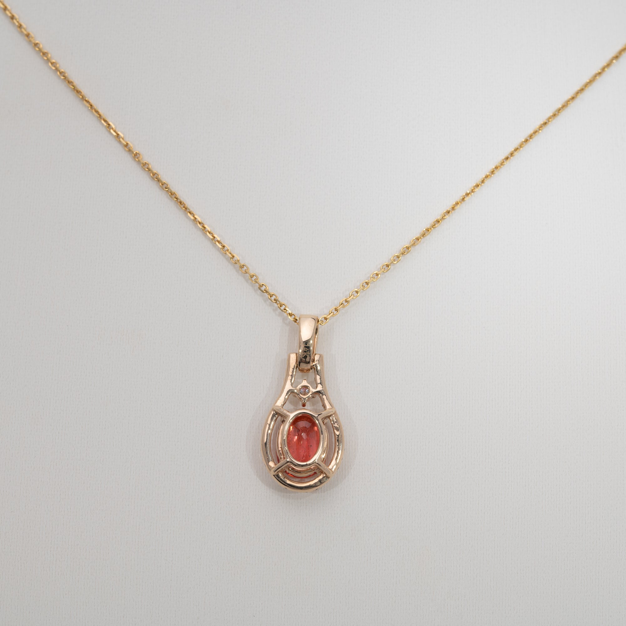 14K yellow gold padparadscha sapphire pendant