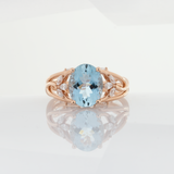 Avani 2Ct Aquamarine Ring with Lab Created Diamond Accents in Solid 14K Gold | Oval 10x7mm Blue Gemstone Ring