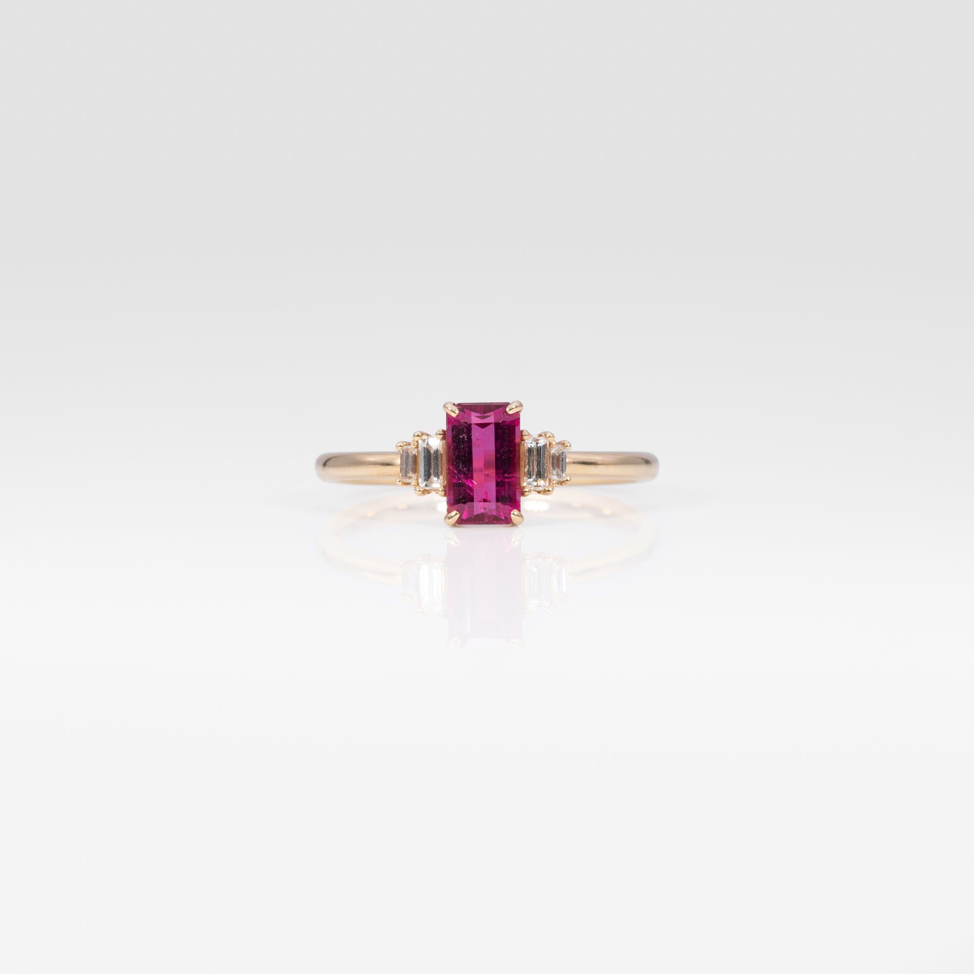 14K yellow gold pink tourmaline ring with diamond accents