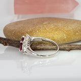 Robin Solid 14K Gold 1.5ct Rubellite Garnet Ring with Natural Diamond Accent, 8.4x7mm