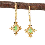 Charmi 14K Yellow Gold Tsavorite Garnet Diamond Earrings | Oval Shape 7.2x5.2mm