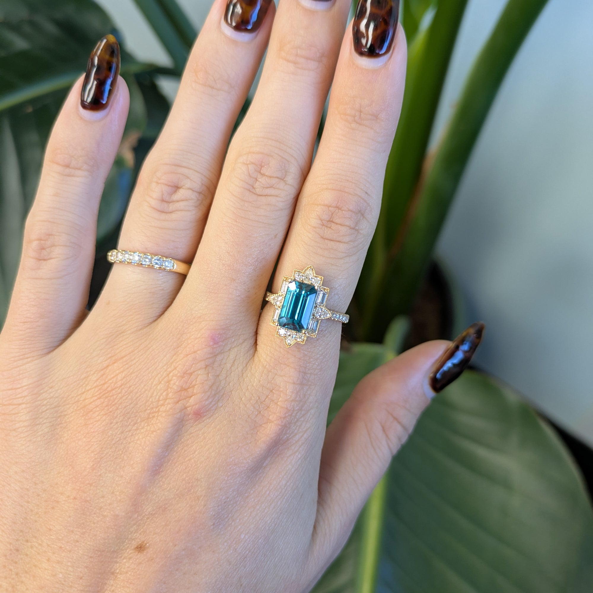 14K yellow gold cambodian blue zircon ring